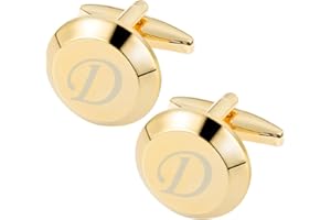 GWD Cufflinks for Men Stainless Steel Initial Cuff Links Alphabet Letter A-Z Groom Father Gift
