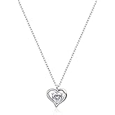 Zikichiky Cubic Zirconia Heart Necklace for Women Tiny Silver Pendant Necklace, Lightweight Adjustable Birthstone Love Heart Jewelry Gifts