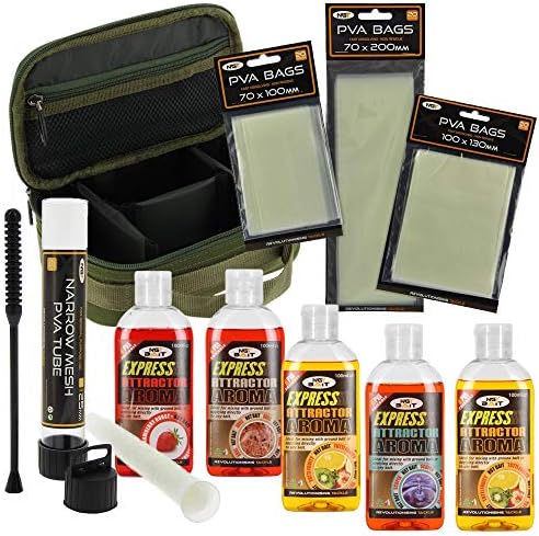 NGT Fishing Tackle Rig Wallet with 18 Hair Rigs 5 Glugs and PVA Tube and Bags Made by