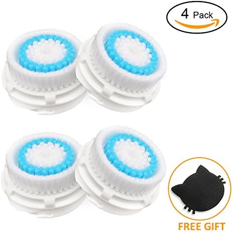 Vinwer 4 Pack Facial Cleansing Replacement Brush Heads with Free Hair Fringe Sticker,Deep Pore Cleansing Brush Compatible with Mia 1,2,3 (Aria), SMART Profile, Alpha Fit, Pro, Plus