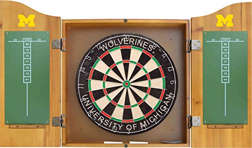 Imperial Officially Licensed NCAA Merchandise: Dart Cabinet Set with Steel Tip Bristle Dartboard, Michigan Wolverines - Thumbnail 3