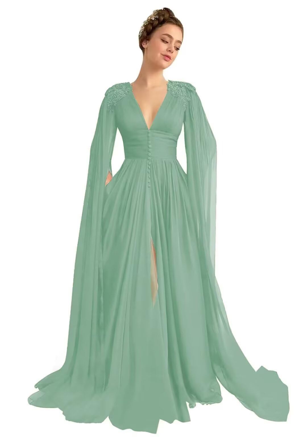 Long Bridesmaid Dresses for Women V Neck Sleeveless