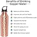 Mindful Design Pure Copper Hammered Water Bottle - Leak-Proof Solid Copper Vessel for Ayurvedic Health Benefits (31 oz)