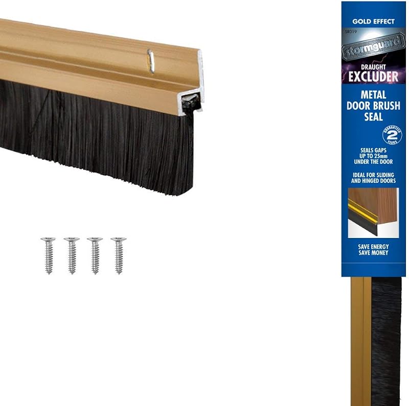 Stormguard Gold Door Brush Strip Draught Excluder 25mm Fits Under Door