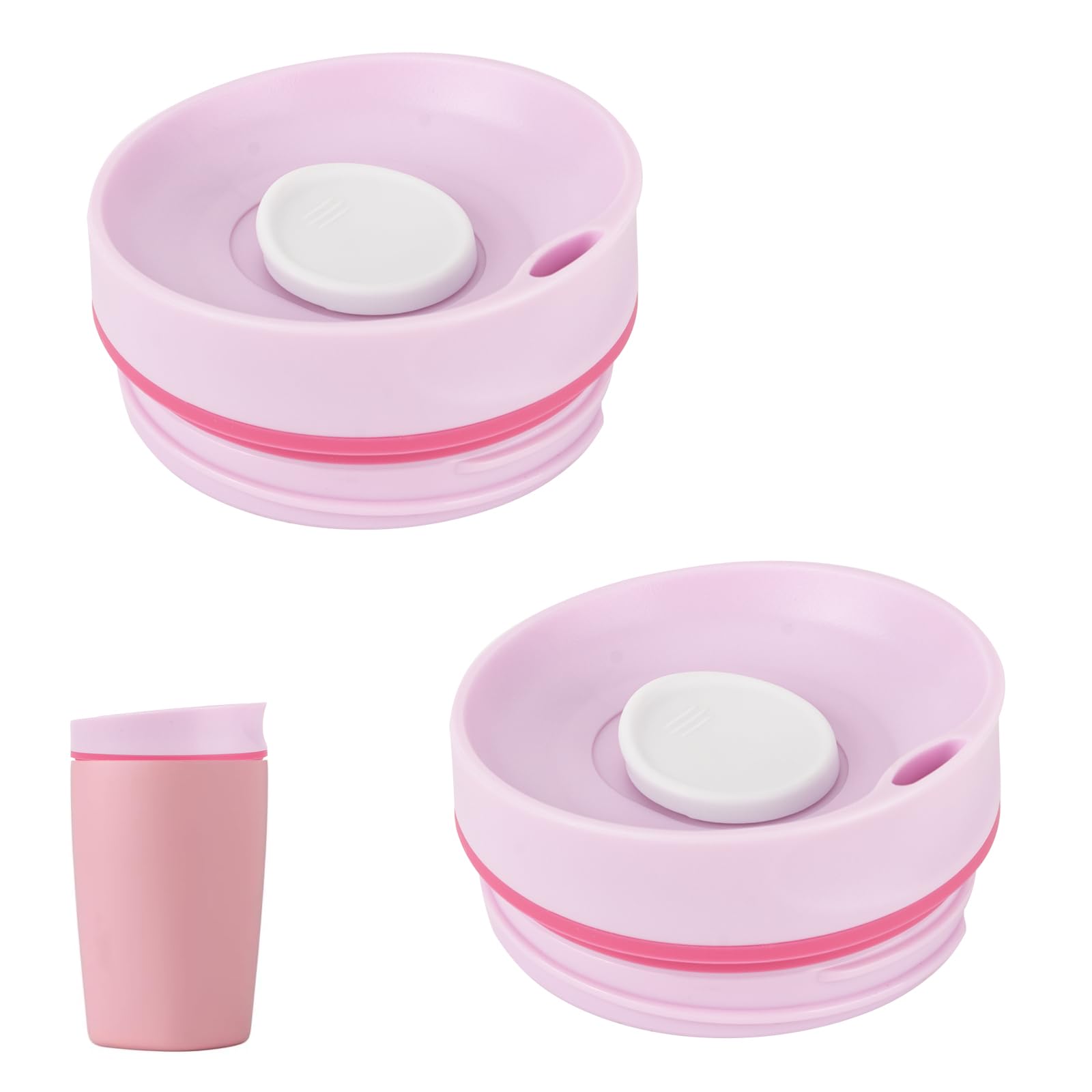 Photo 1 of ***cup not included**Cup lid - Compatible with Owala SmoothSip 20/12 oz Slider Insulated Stainless Steel Coffee Tumbler. (pink Pack of 2).