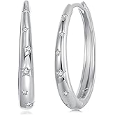 Elegant Hoop Earrings for Women Star Silver/Gold Plated Earrings Hypoallergenic Earring for Women Jewelry Gifts for Christmas,Valentine's Day,Anniversary