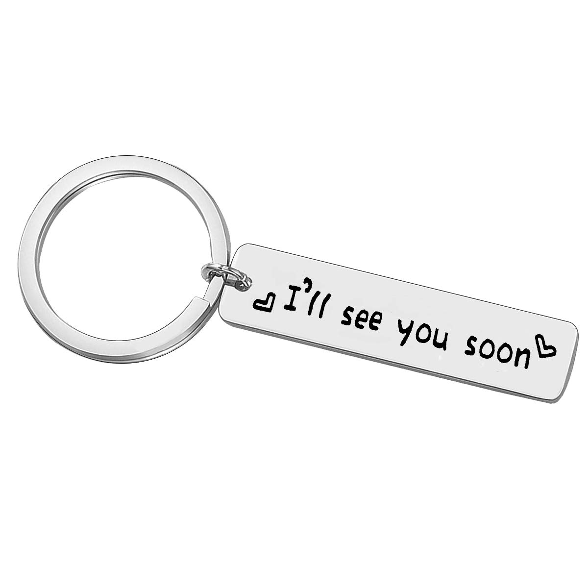 Huwujiu Long Distance Relationship Keyring Boyfriend Girlfriend Gifts I'll See You Soon Keyring Going Away Christmas Birthday Deployment Gifts Valentines Day Gifts for Couple