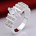 BOHG Jewelry Womens 925 Sterling Silver Plated Wide Cubic Zirconia CZ Bridal Ring Engagement Wedding Band