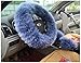 BELLESIE 3pcs 1 Set Soft Fluffy Plush Australian Wool Car Steering Wheel Cover with Handbrake Cover & Gear Shift Cover for 14.96