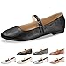 CINAK Flats Mary Jane Shoes Womens Casual Comfortable Walking Classic Buckle Ankle Strap Style Ballet Slip On Black 7 US