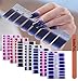 WOKOTO 6Pcs Nail Polish Stickers With 1Pc Nail File Kit Full Nail Tips Nail Self Adhesive Stickers Nail Designs Set