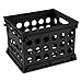 Sterilite Mini Crate, Stackable Plastic Storage Bin with Handles, Organize Home, Garage, Office, School, Dorm Room, Black, 12-Pack