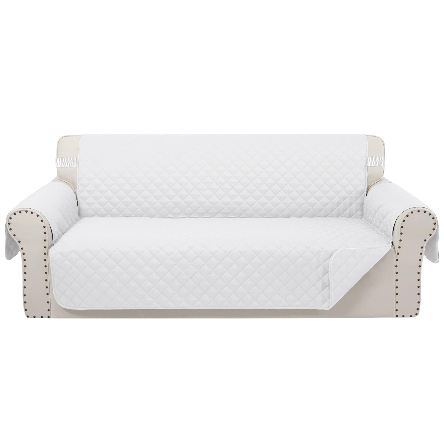 Photo 1 of Luxshare Home Reversible 4 Seater Sofa Cover 91 Inch Large Couch Cover Furniture Protector(Sofa XX-Large,White/White