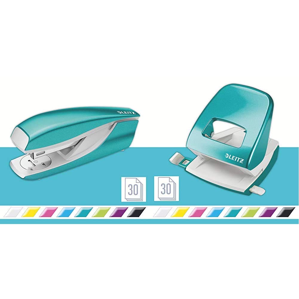 Leitz Stapler NeXXt Wow 30sh Ice Blue with Hole Punch NeXXt Wow 30sh Ice Blue Bundle