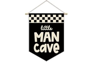 XYDEG Boy Room Decor,Playroom Car Decor,Little Man Cave Canvas Banner for Toddler Boys Room Wall Hanging Pennant Flag Canvas Banner, Kids Bedroom Dorm Nursery,Buffalo Plaid Racing 15x11in