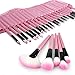 CoKate Makeup Brush Set, 32PC Eyebrow Shadow Makeup Brush Set with Pouch Bag Pink