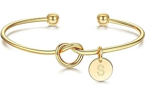 M MOOHAM Gold Initial Bracelets for Women - Dainty Tie the Knot Letter A-Z Initial Bracelet for Women Gold Cuff Bracelet for Womens Jewelry Personalized Bridesmaid Proposal Wedding Gifts