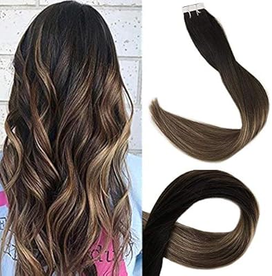 Full Shine 22 Human Hair Tape In Extensions Ombre Glue In Remy