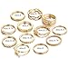 12 Pcs Women Golden Retro Knuckle Ring Set Alloy Knot Carved Joint Knuckle Nail Midi Ring Set Boho Ring Set