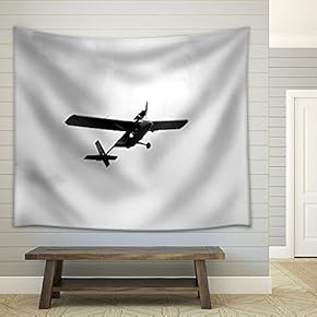 Ultralight Weight Airplane Flying in The Sky - Fabric Wall Tapestry Home Decor - 51x60 inches