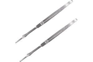 HIYOO 2 Pack Scalpel Handle #7 Fits Blades No. 10, 11, 12, 15 Stainless Steel Lightweight Knife Handle for Laboratory Hospital Home Durable Solid Thickened Handle