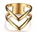 HUANIAN Fashion Gold Plated Stainless Steel Double Chevron V Shape Knuckle Midi Ring for Women