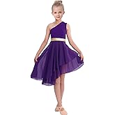 ORIDOOR Oblique Shoulder Praise Dance Costume for Girls, Metal Irregular Worship Ceremony Lyrical Dance