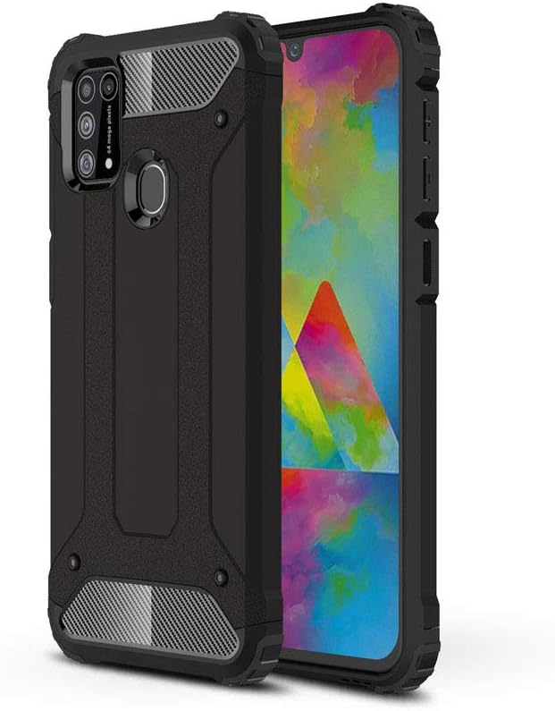LAGUI Compatible for Samsung Galaxy M31 case, Double Layer Professional Anti-Collision Outdoor Cover, Black