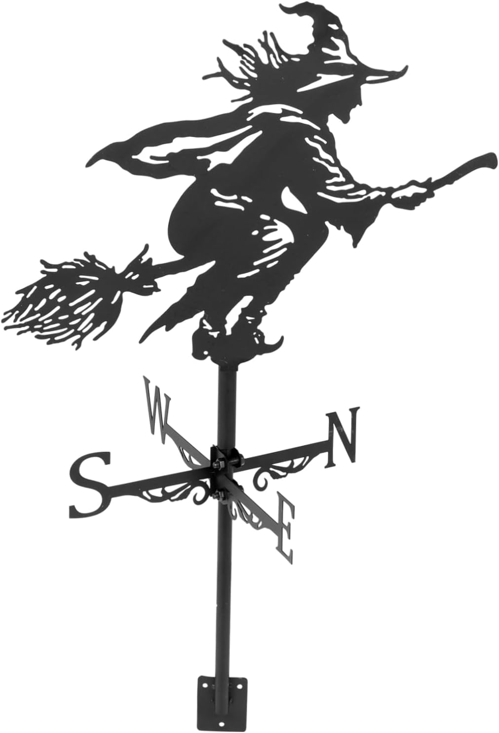 Weathervanes - Toddmomy Witch Vane Rooster Decor Vintage Decor Outdoor Stakes Wind Direction Indicator Halloween Weathervane Weather Wind Vane Roof Mount Weather Vane Art Wind Direction Indicator Black