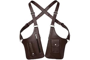 Double Shoulder Armpit Bag,Anti-Pickpocket Accessory with Dual Pouches,Leather Hidden Strap Holster Wallet,for Men & Women
