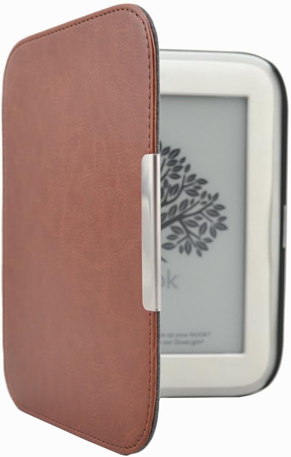 Premium Advanced Imitation Leather Cover Sleeve Case with Magnetic Closure for NOOK GlowLight (NOOK 4th Gen) - (NOT fit NOOK Simple Touch with GlowLight NOOK 3rd Gen or NOOK Simple Touch NOOK 2nd Gen) (Brown)