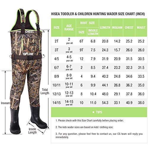 HISEA Kids Chest Waders for Toddler & Children Neoprene Youth Duck