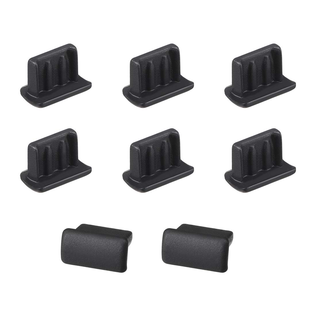 sourcing map 10pcs Silicone Mini USB Cap Port Cover Anti Dust Protector 7mmx2mm Black((did Not Fit USB)