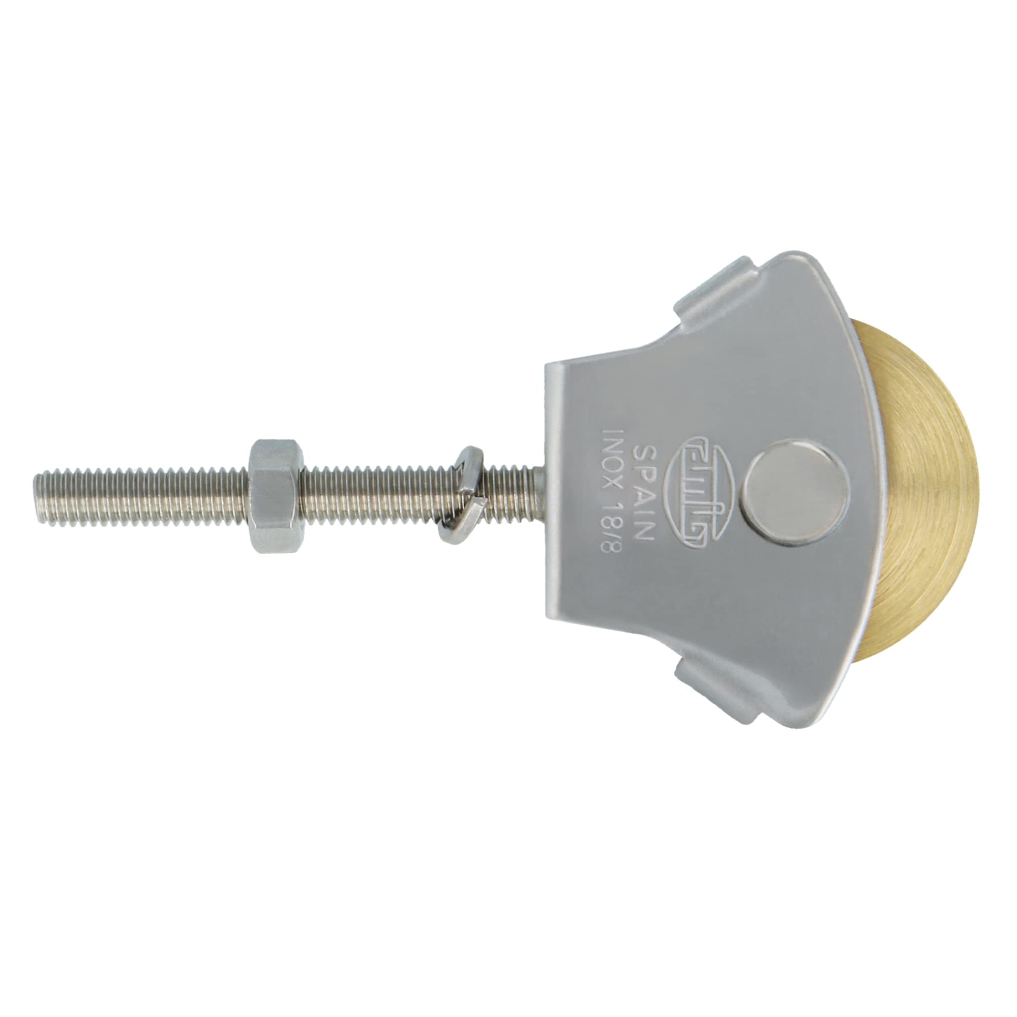Amig - Pulley with 39 mm Brass Sheave Mod.23 - M6 x 50 mm - for Clotheslines - Stainless Steel 18/8 - with Fixing Screw and Without Guides