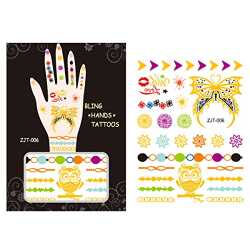 AllyDrew Metallic Body Art Hand Tattoos, Spunky Love