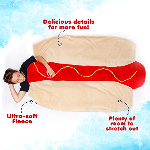 Silver Lilly Food Shaped Sleeping Bag Blanket - Novelty Wearable Plush Fleece Throw Blanket for Kids and Adults (Hot Dog)