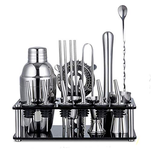 Cocktail Shaker Set Premium Bar Kit Korrosionsbeständig und leicht zu reinigen Manhattan Set 350ML + Regal + Entsafter – Bild 5