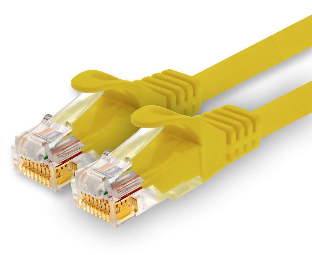 1CONN - 7.5m network cable, Ethernet, Lan & patch cable for maximum internet speed & connects all devices with RJ 45 socket yellow - 1 piece