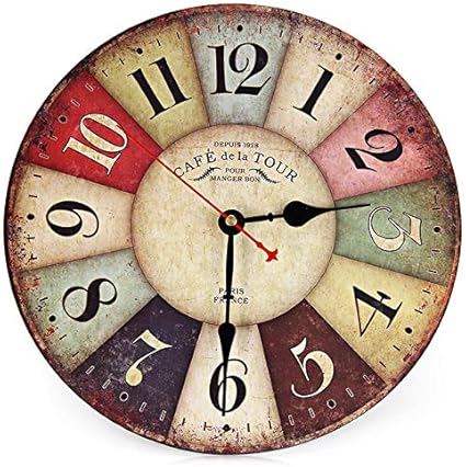 Centtechi Horloge Vintage 12 Inch Silencieuse Sans Tic Tac Pendule Murale Rond Bois Retro Rustique Horloge Pour La Maison Salon Chambre Bureau Cafe Bar Decor Amazon Fr Cuisine Maison