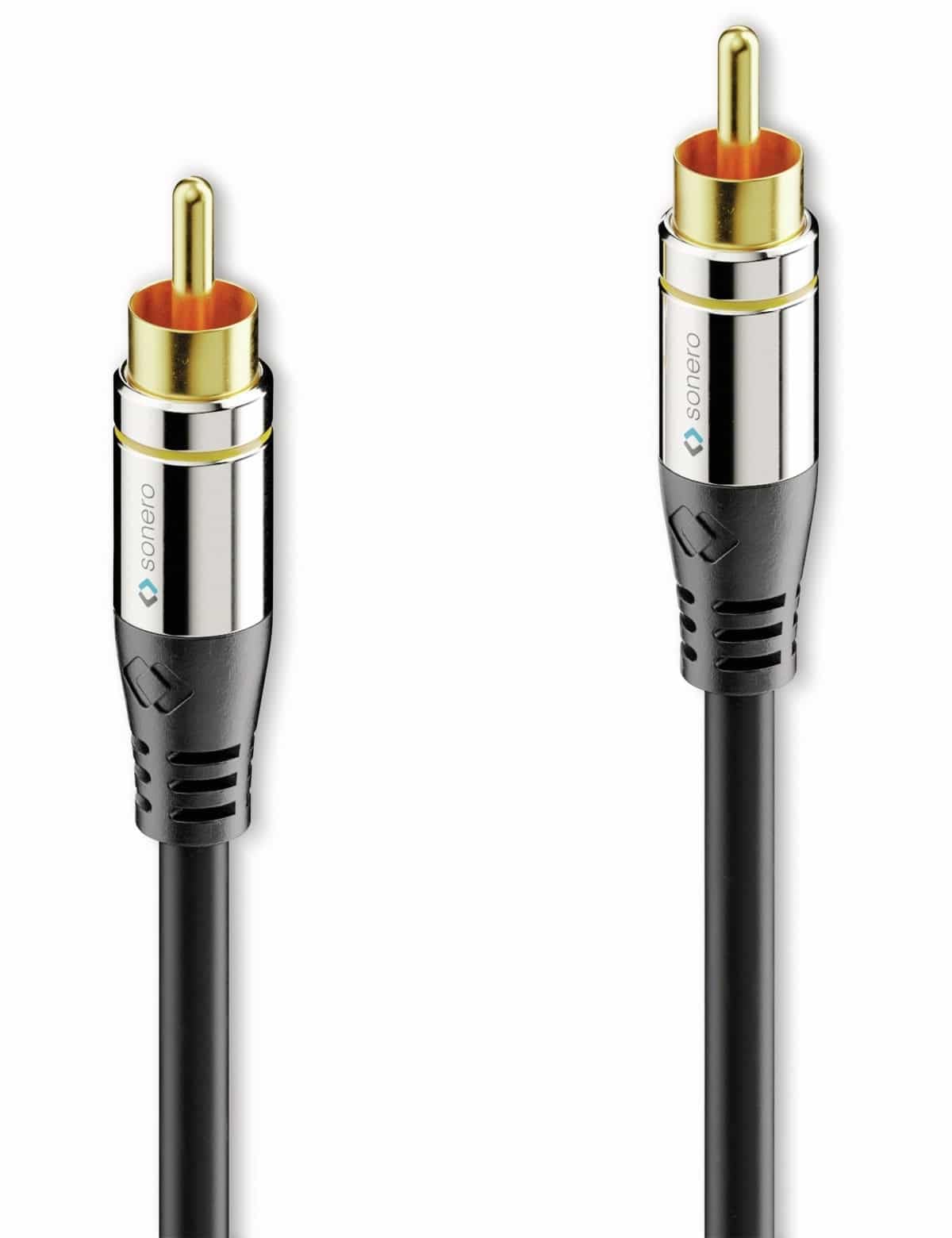 Sonero Premium 1.5 m RCA Cable, 1 x RCA Male to 1 x RCA Male, Subwoofer, Amplifier, Projector, AV Receiver, Black — image 1