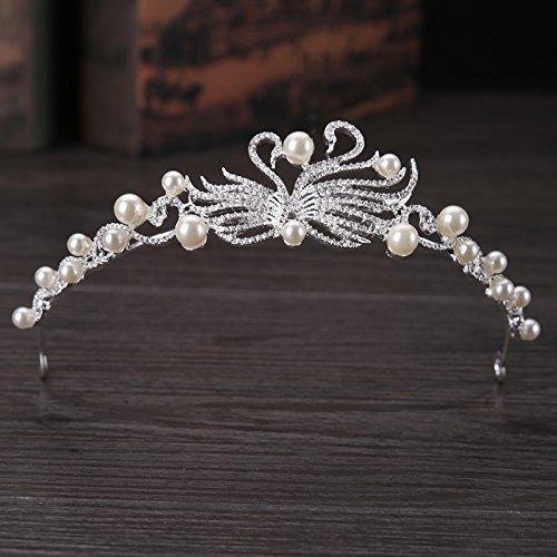 usongs 2018 bride headdress pearl diamond swan crown bride wedding dress accessories Crown Crown Hair Accessories