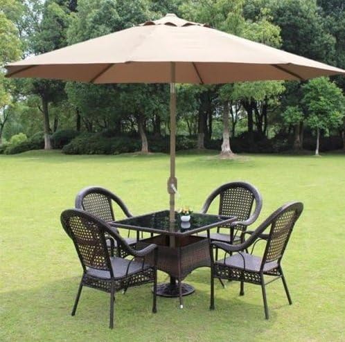 kitchenlover 8' ft Patio Umbrella Aluminum Crank Tilt Table Market Outdoor Yard Beach Tan