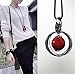 Nataliya Crystal Red Bead Circle Pendant Statement Necklace