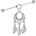 Body Candy Stainless Steel Natural Love Dreamcatcher Dangle Helix Earring Industrial Barbell 14 Gauge 39mm