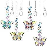 HDCRYSTALGIFTS 4pcs Crystal Butterfly Suncatchers for Window Hanging Rainbow Maker Sun Catchers Indoor Glass Butterfly Decoration for Christmas Tree Spring Garden Decor, Gifts for Women
