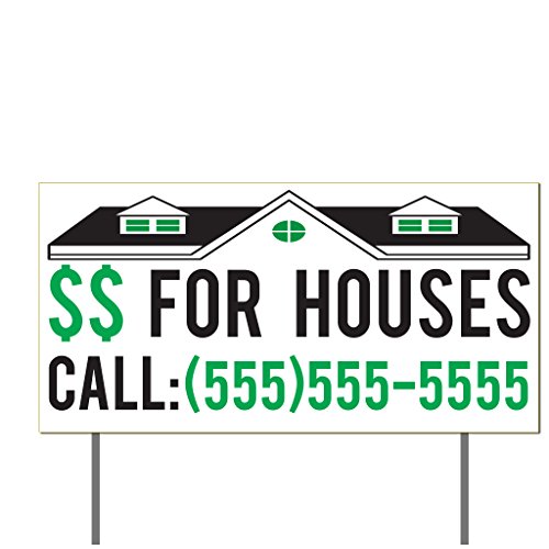 VictoryStore Yard Sign Outdoor Lawn Decorations: We Buy Houses Yard Sign Houses For Cash Signs Custom Buy Houses Lawn Signs (100, 2 Color)