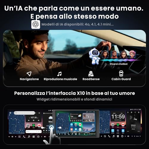 [12.5" QLED with Side LEDs] 2 DIN Android Car Radio, AI Agent & AI Vision, Parking Protection, Golden Hour Alert, Supply Guide, 8G+128G, 4G LTE, Audio 7.1.2 CH, HDMI Input, X10G225E