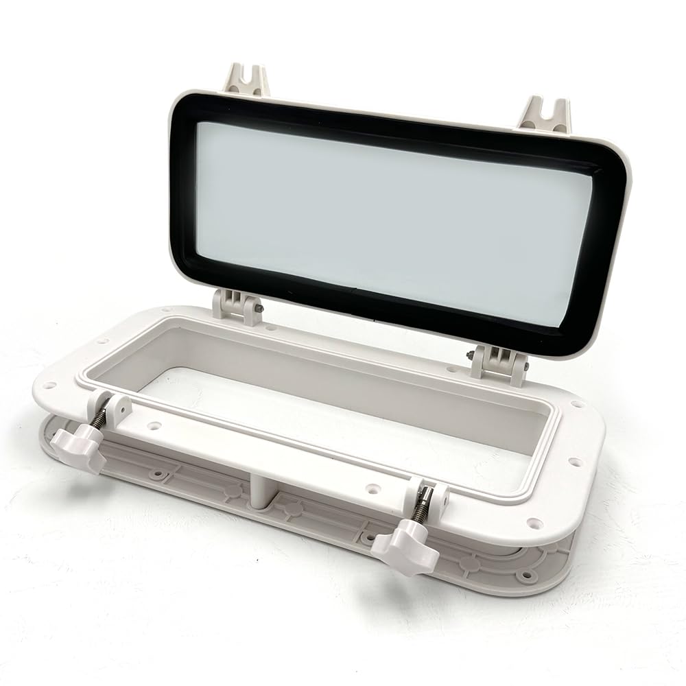 Photo 1 of Winibo Boat Porthole Rectangle Opening Hatch 15-3/4" x 7-7/8"(400 x 200mm) Portlight Window Replacement (white)