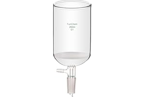FunChem Filtering Buchner Funnel with Coarse Frit (G1), Borosilicate Glass Filtering Funnel with 24/40 Standard Taper Inner Joint and Vacuum Serrated Tubulation, 250 mL
