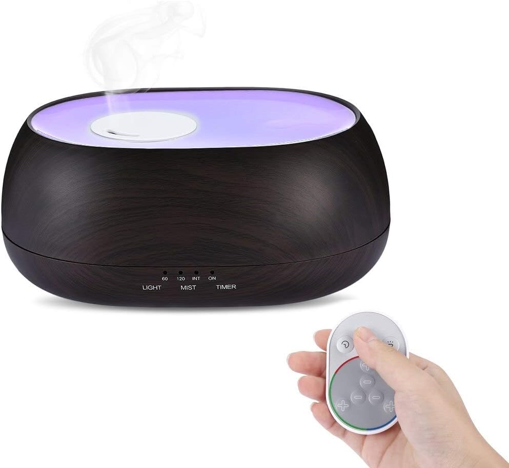 LNHYX 500Ml Air Humidifier Ocean Mist Wood Grain Aroma Diffuser Night Light with Remote Control Smart Atomiser Air Humidifier